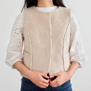 Old Navy faux suede & shearling vest